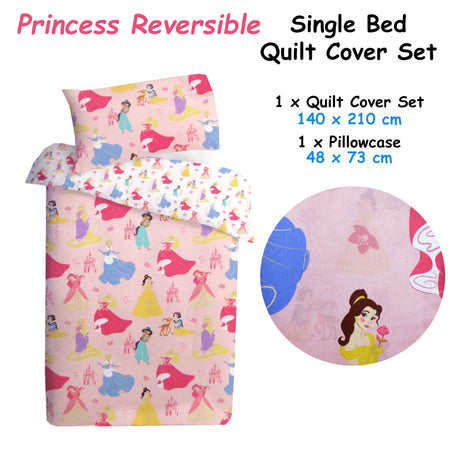 Disney Princess Reversible Licensed Quilt Cover Set Single