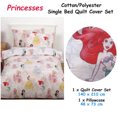 Disney Princesses Pink Licensed Quilt Cover Set Single