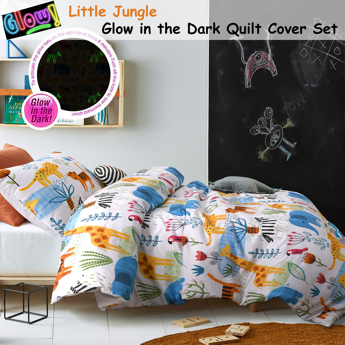 Little Jungle Glow in the Dark Quilt Cover Set
