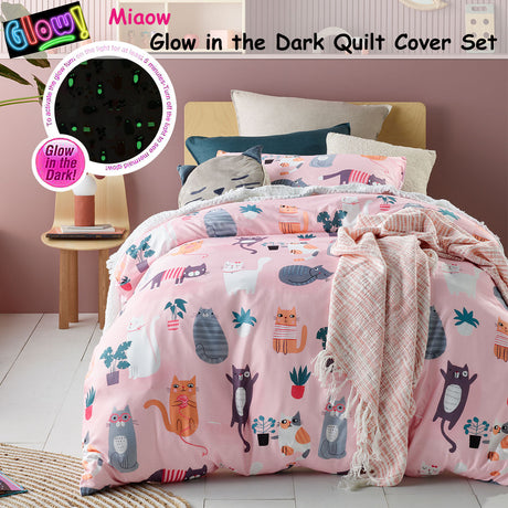 Miaow Glow in the Dark Quilt Cover Set