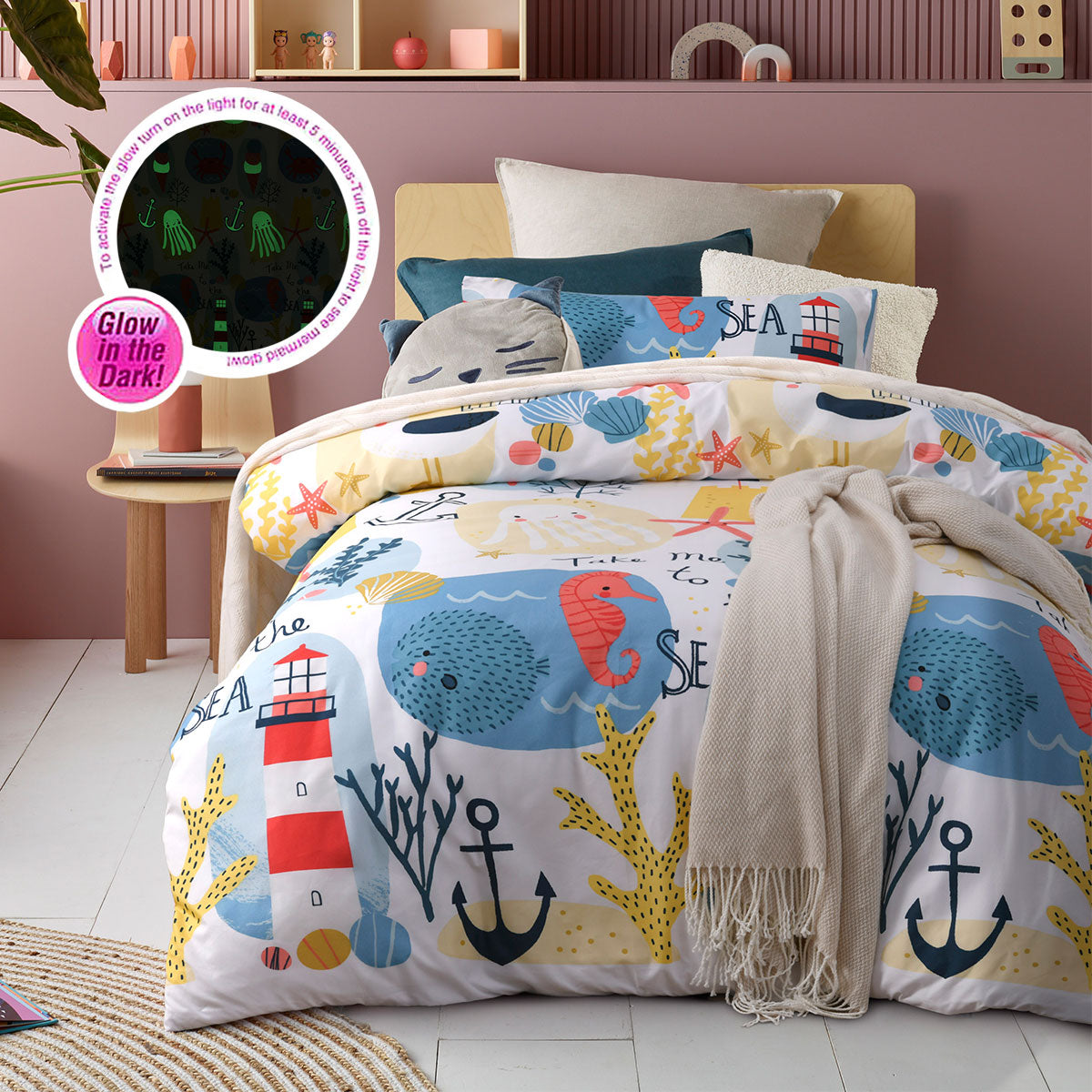 Seaside Glow in the Dark Quilt Cover Set