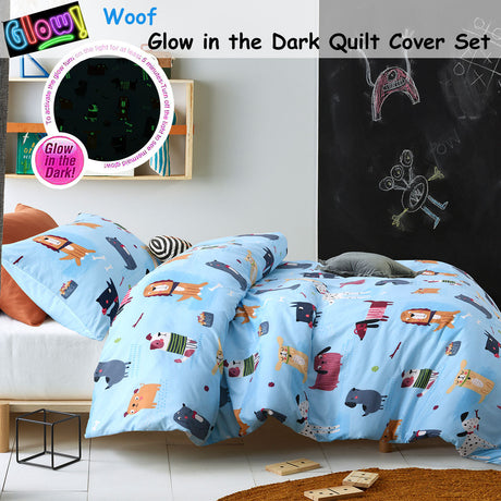 Woof Glow in the Dark Quilt Cover Set