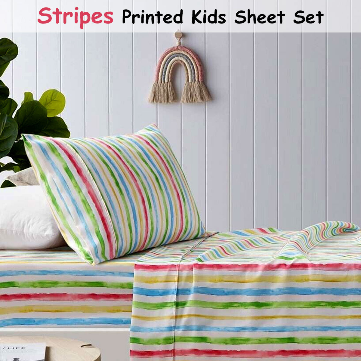 Plain Dyed and Multi Stripes Printed Microfibre Sheet Set