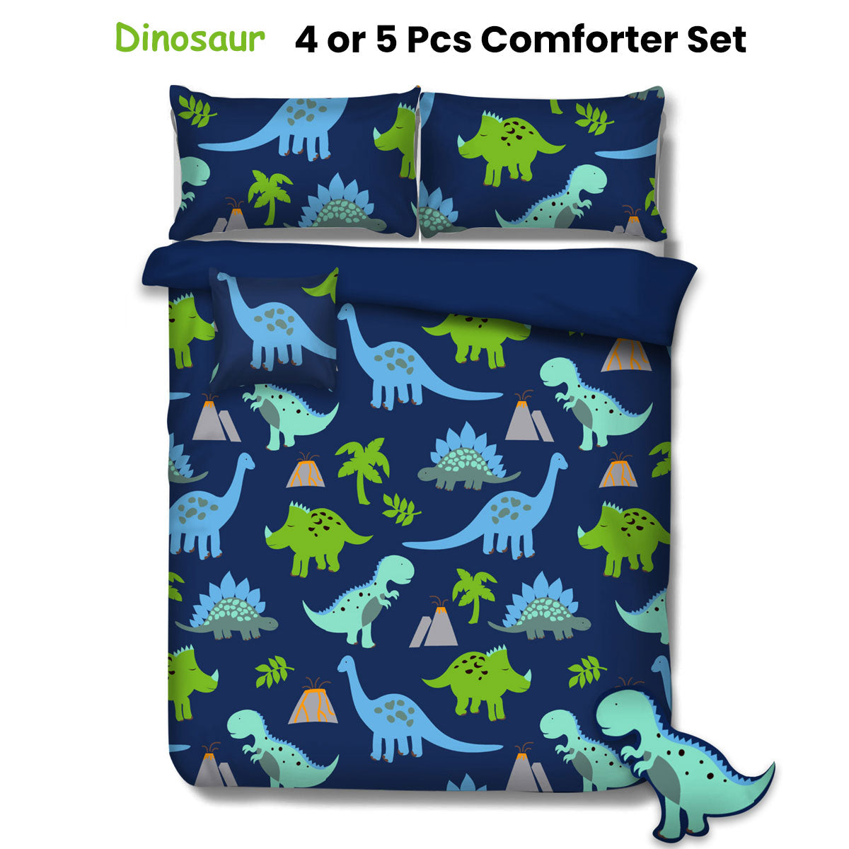Dinosaur Kids Adventure Comforter Set 4 & 5 Pcs