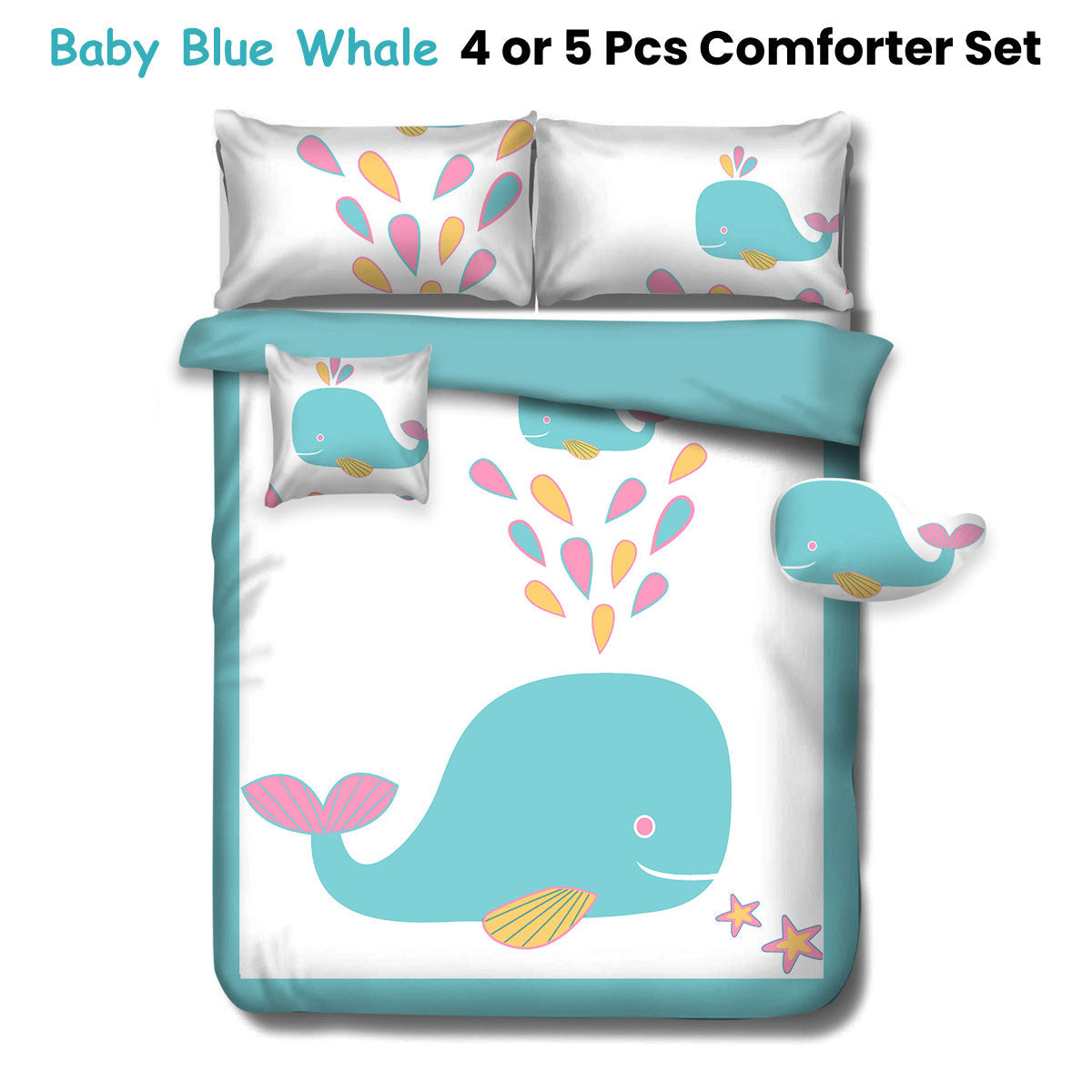 Baby Blue Whale Kids Adventure Comforter Set 4 & 5 Pcs