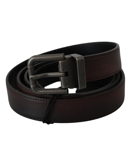 Leather Belt with Gray Buckle 115 cm Men