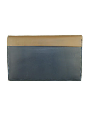 Blue Leather Wallet With Card Holder Inserts One Size Men