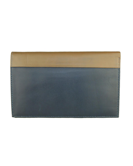 Blue Leather Wallet With Card Holder Inserts One Size Men