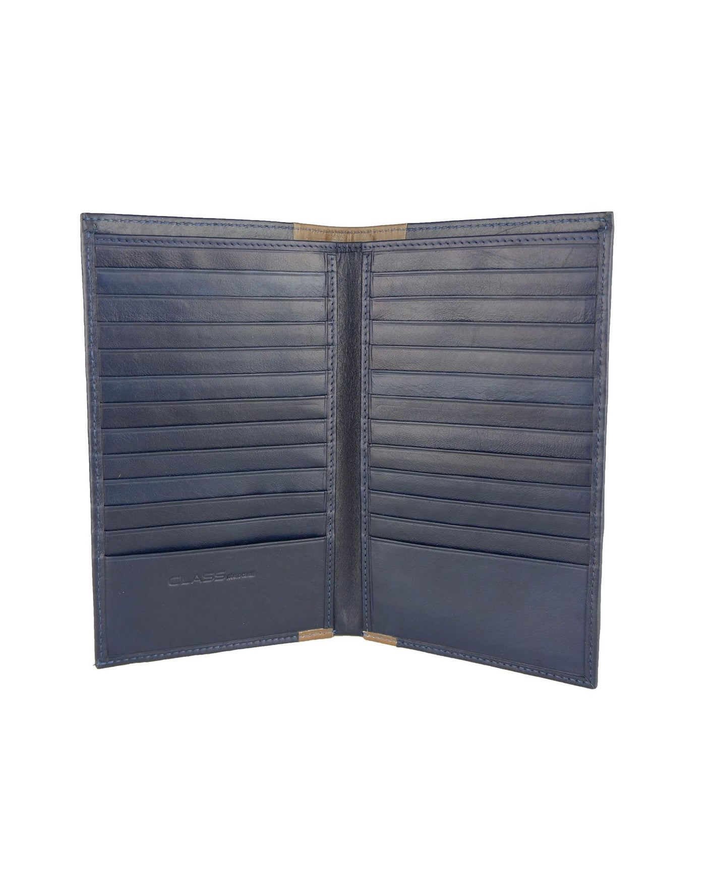 Blue Leather Wallet With Card Holder Inserts One Size Men