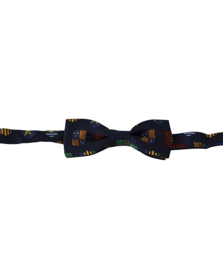 Blue Flags Print Bow Tie One Size Men