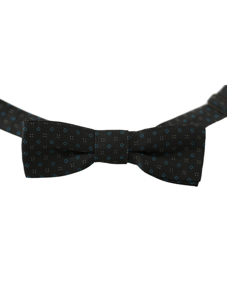 Gray Patterned Silk Bow Tie One Size Men