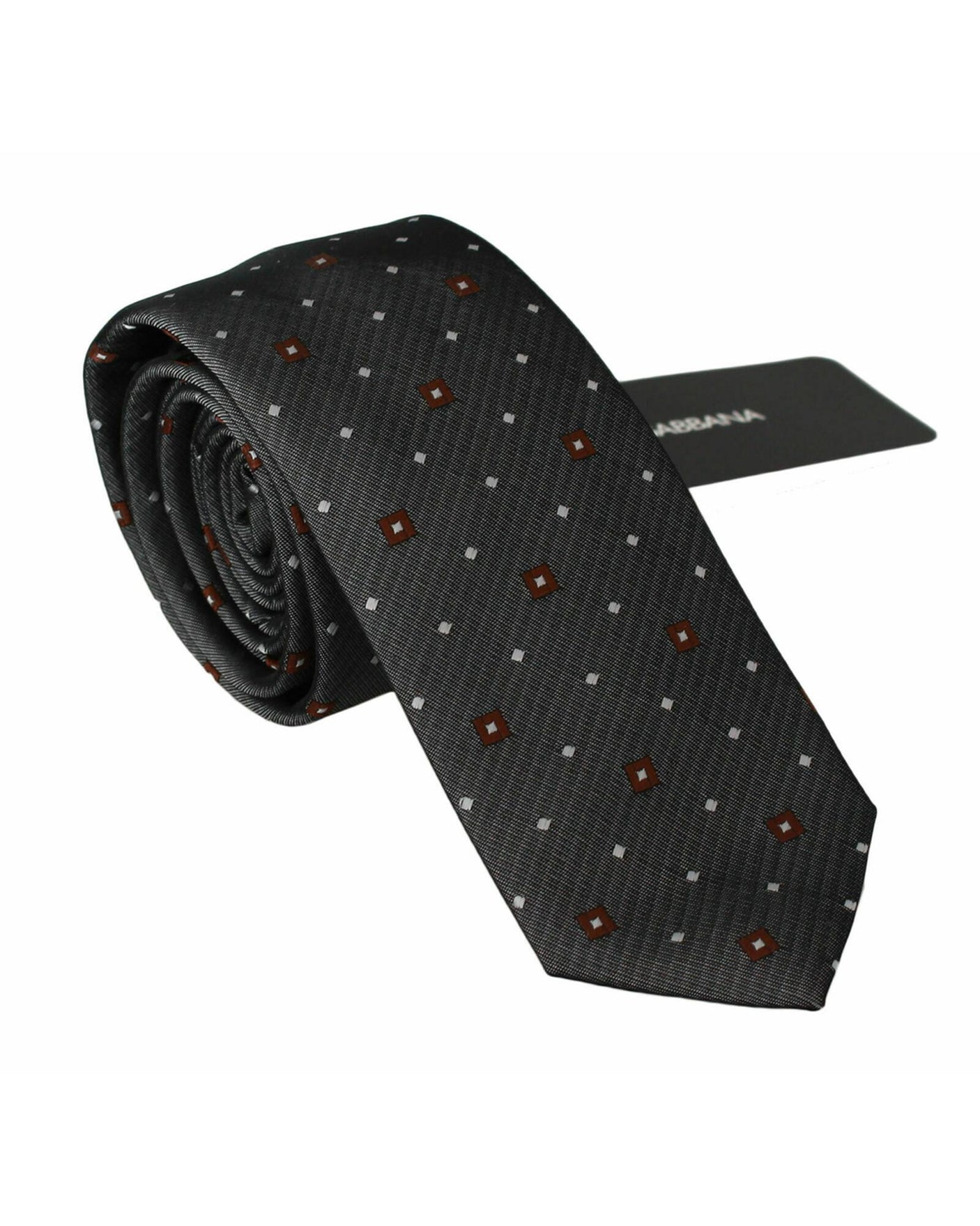 Gray Patterned Silk Tie One Size Men
