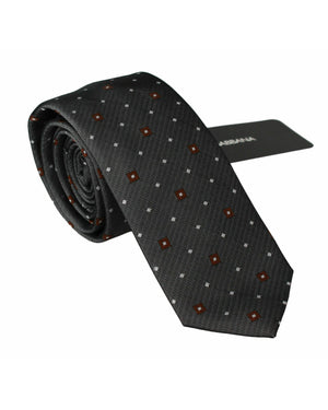 Gray Patterned Silk Tie One Size Men