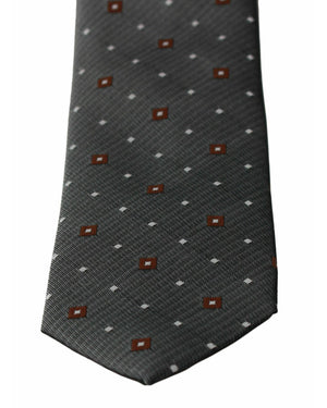 Gray Patterned Silk Tie One Size Men