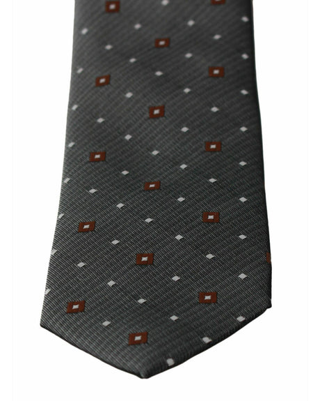 Gray Patterned Silk Tie One Size Men