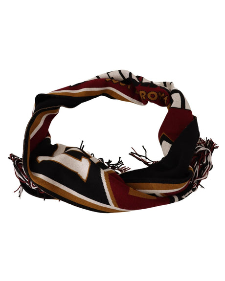 Multicolor Wool Scarf with DG King Lettering and Crown One Size Men