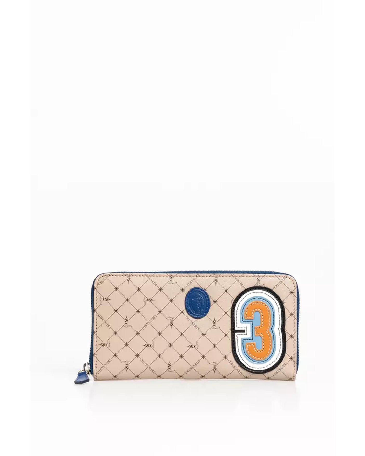 Zip Wallet with 70s Print and Numeric Patch One Size Men