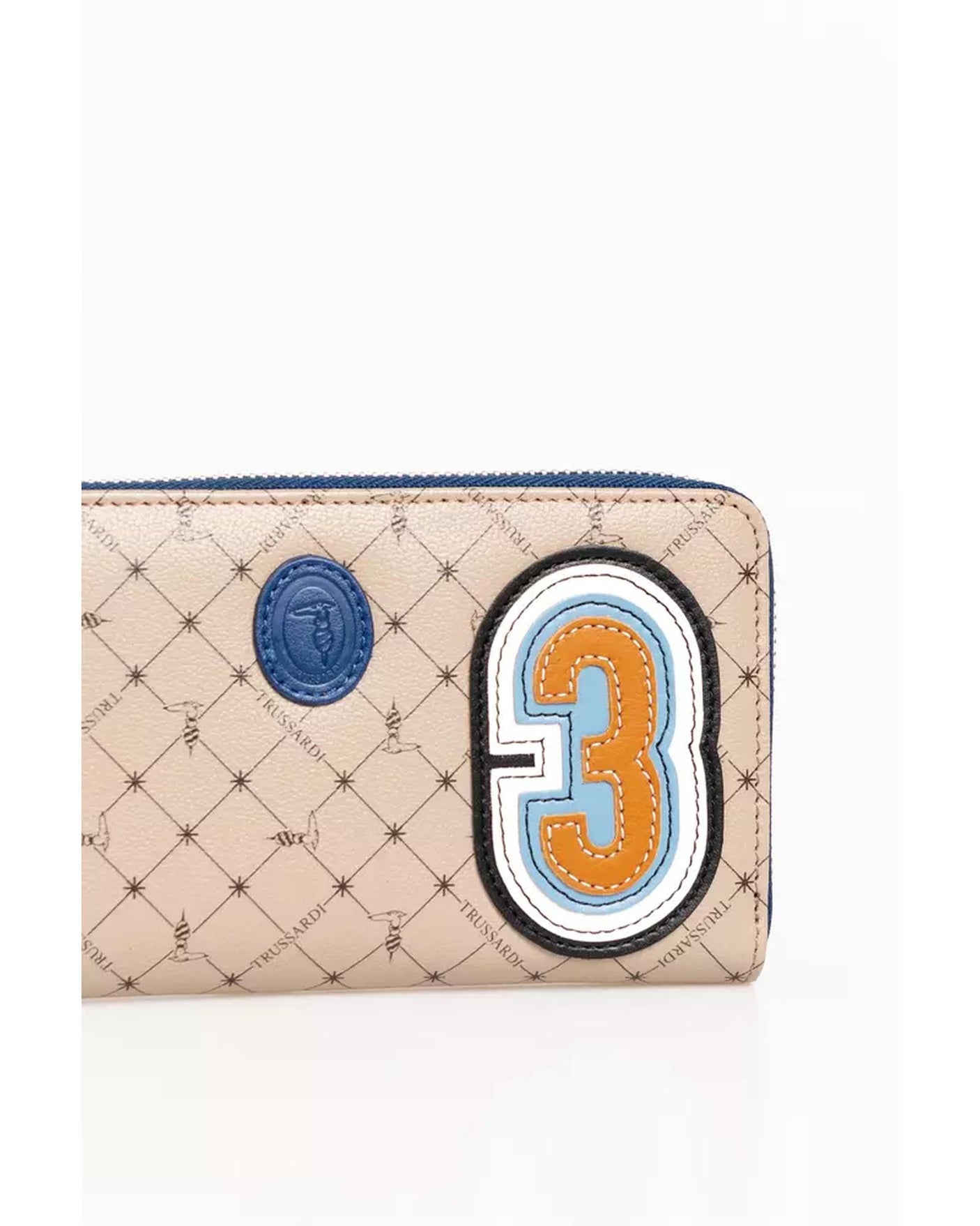 Zip Wallet with 70s Print and Numeric Patch One Size Men
