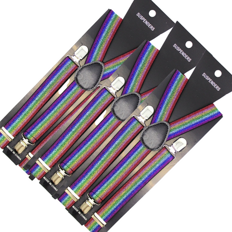 3x Mens Suspenders Braces Adjustable Strong Clip On Elastic Formal Wedding Slim