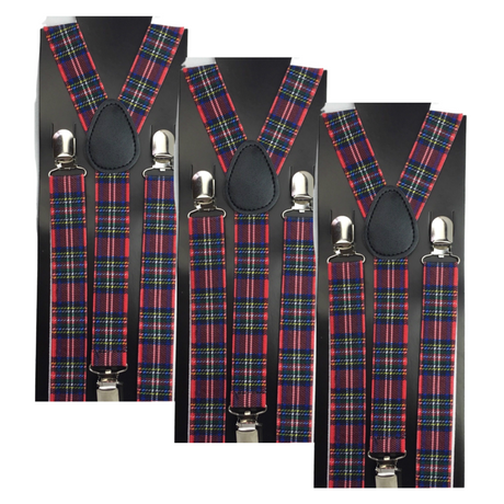 3x Mens Suspenders Braces Adjustable Strong Clip On Elastic Formal Wedding Slim