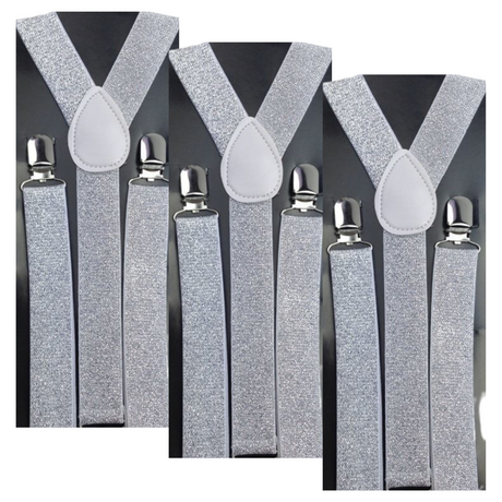 3x Mens Suspenders Braces Adjustable Strong Clip On Elastic Formal Wedding Slim