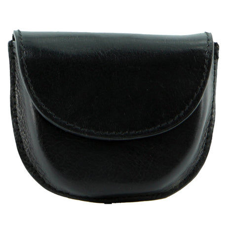 Genuine Leather Coin Purse Holder Wallet with Belt Loop - Black