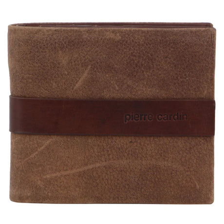 Mens Rustic Leather Bi-Fold Business Card Wallet - Brown