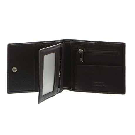 Mens Tri Fold Leather Wallet w/ RFID Protection - Brown